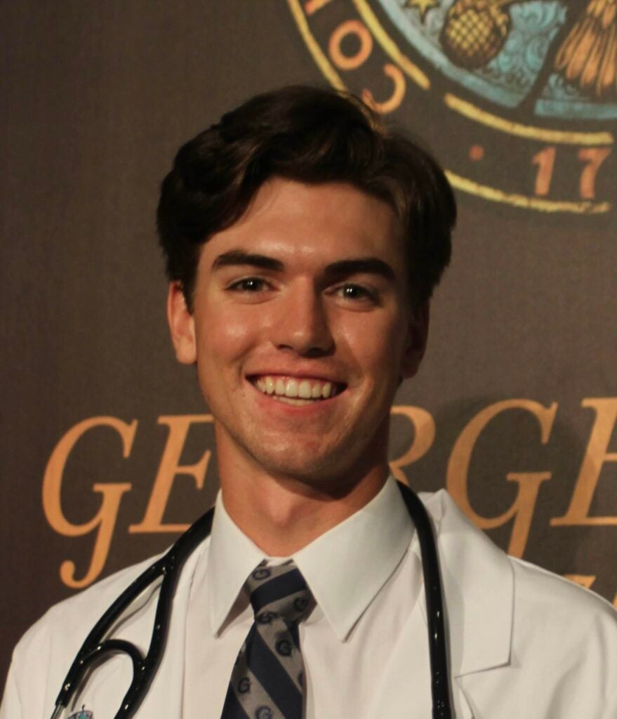 At GUSOM, John has been involved in the community through his work with the Medical Student Alumni Ambassadors as Vice Chair, Family Medicine Interest Group as Co-President, SHAPE program as a Pre-med Mentor, and Outdoor Club as Co-President. Outside of medicine you can find him fly fishing around the US, golfing with friends, spending time with family, or diving into a good book. You can also find him volunteering with the Mayfly Project, where he helps teach foster children how to fly fish as well as respect the environment.